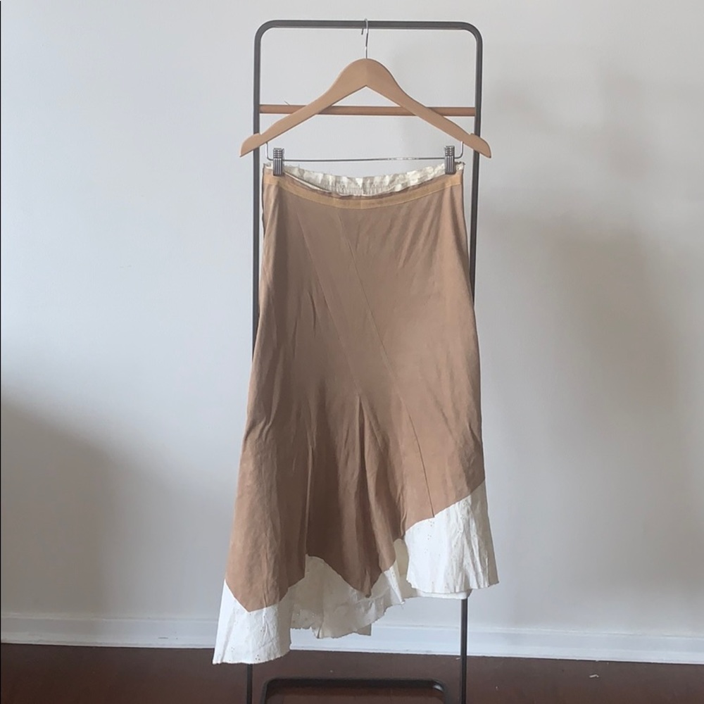 Moschino bias cut ultra suede and eyelet skirt